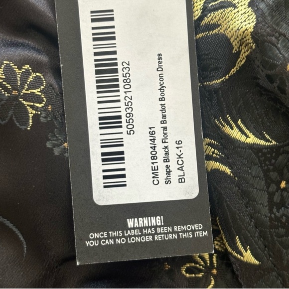 ππ€ Pretty Little Thing Shape Black Floral Bardot Bodycon Dress US12 NWT π€π - Picture 8 of 8